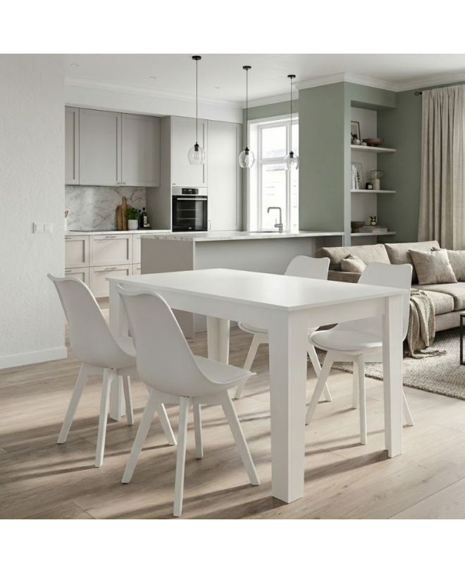 Σετ τραπεζαρία 5τμχ Darlen - Viva Megapap χρώμα λευκό 125x72x74εκ.