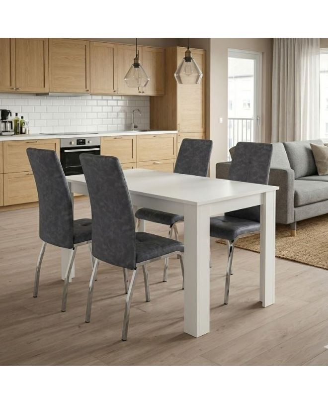 Σετ τραπεζαρία 5τμχ Darlen - Alma Megapap χρώμα λευκό - γκρι 125x72x74εκ.