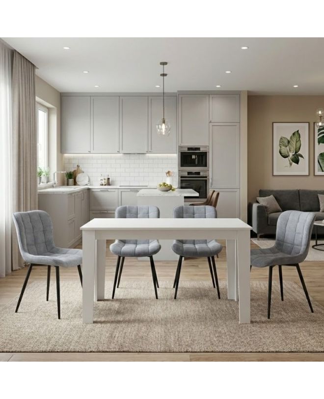 Σετ τραπεζαρία 5τμχ Darlen - Chiara Megapap χρώμα λευκό - γκρι 125x72x74εκ.