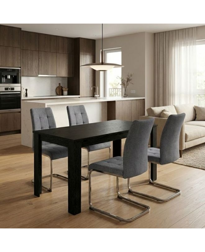 Σετ τραπεζαρία 5τμχ Darlen - Laura Megapap χρώμα sencron black - γκρι 125x72x74εκ.
