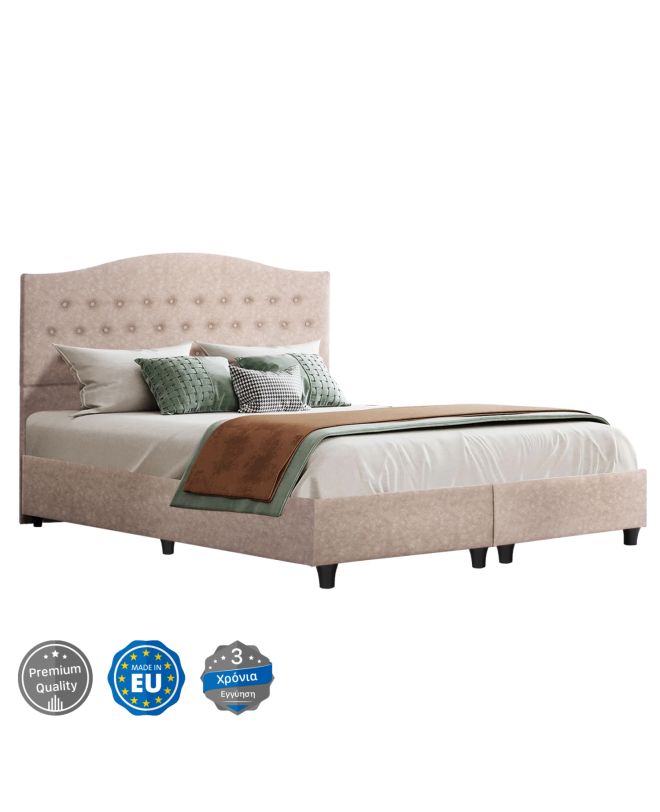 ΚΡΕΒΑΤΙ MALENA HM638.22 ΜΠΕΖ ΥΦΑΣΜΑ Τ. NUBUCK ΓΙΑ ΣΤΡΩΜΑ 150x200εκ.