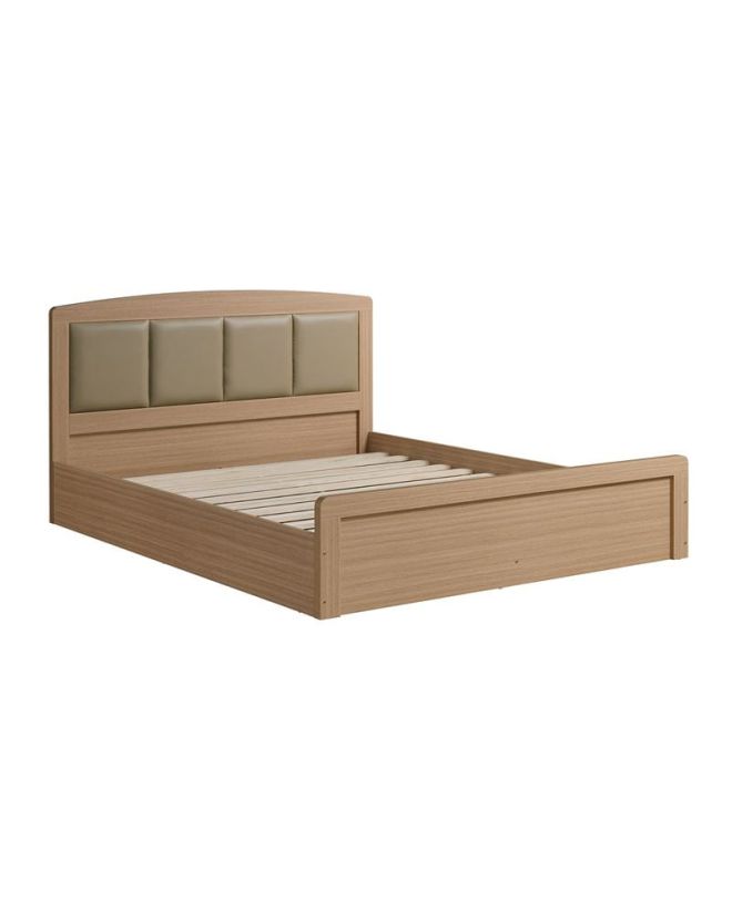 CALIBER Κρεβάτι Διπλό για Στρώμα 150x200cm, Απόχρωση Sonoma Oak, Κεφαλάρι Pu Μπεζ