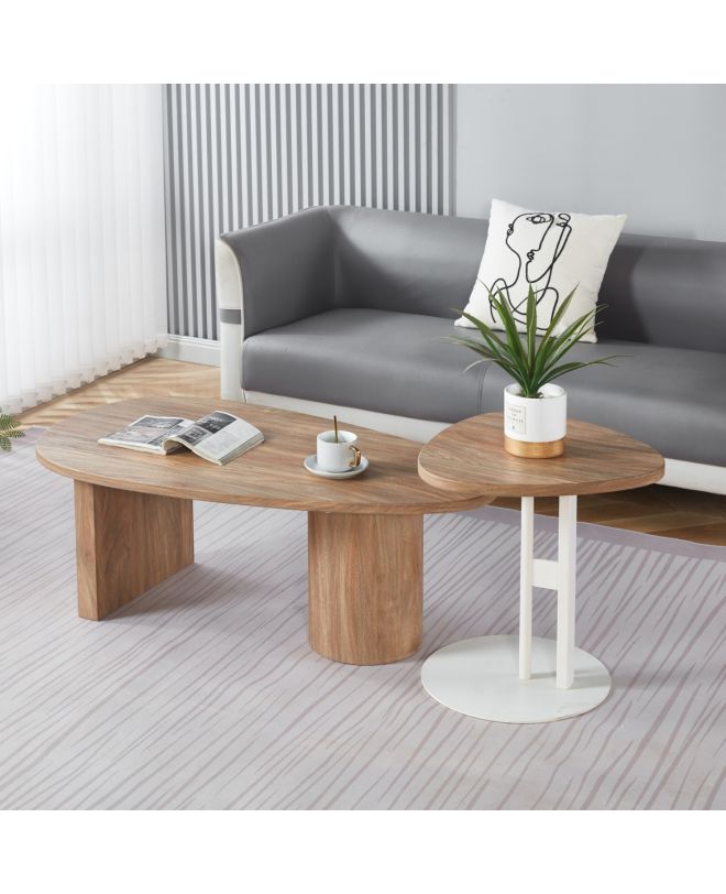 ΣΕΤ ΤΡΑΠΕΖΙ ΣΑΛΟΝΙΟΥ ΜΕ ΒΟΗΘΗΤΙΚΟ ALPER HM21262 MDF SONAMA-ΜΕΤΑΛΛΟ ΛΕΥΚΟ