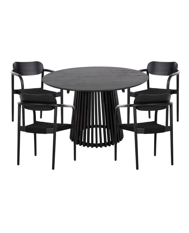 ΣΕΤ ΤΡΑΠΕΖΑΡΙΑΣ 5ΤΜΧ OSLO HM21075.01 ΣΤΡΟΓΓΥΛΟ ΤΡΑΠΕΖΙ Φ120εκ. & 4 ΚΑΡΕΚΛΕΣ-ΜΑΥΡΟ