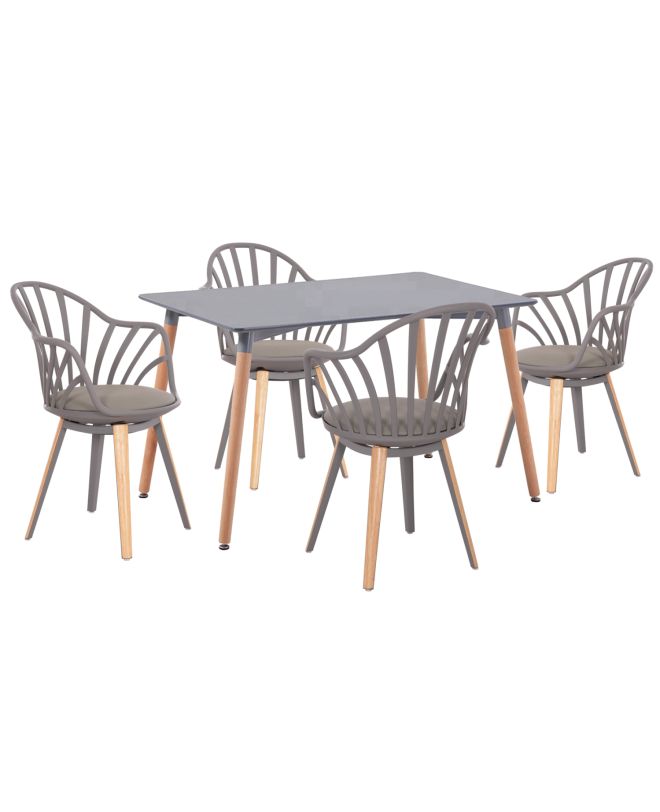 ΣΕΤ ΤΡΑΠΕΖΑΡΙΑΣ 5ΤΜΧ ANAIS HM21176 MDF TOP ΣΕ ΓΚΡΙ--P.P. & PU ΣΕ ΓΚΡΙ