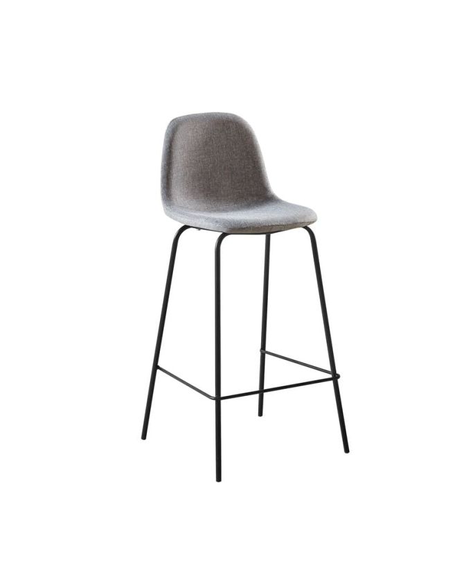CELINA Σκαμπό BAR με Πλάτη, Κάθισμα H.67cm, Μέταλλο Βαφή Μαύρο, Ύφασμα Γκρι