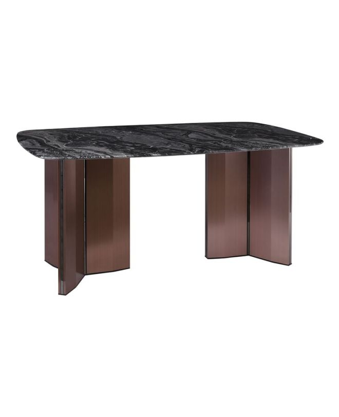 BARRY Τραπέζι Τραπεζαρίας, Επιφάνεια Μάρμαρο, Βάση Μέταλλο Απόχρωση Καρυδί