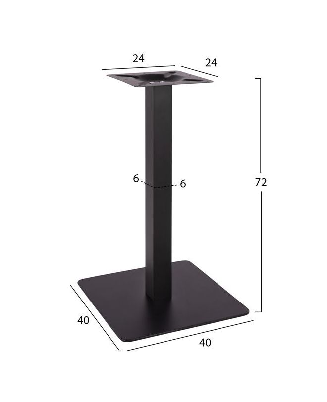 ΒΑΣΗ ΜΕΤΑΛΛΙΚΗ ΜΑΥΡΗ ΜΑΤ 40X40X72Υεκ. HM414.11