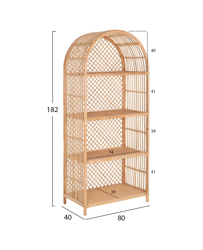 ΒΙΒΛΙΟΘΗΚΗ HM9552 ΑΠΟ ΦΥΣΙΚΟ RATTAN ΣΕ ΦΥΣΙΚΟ ΧΡΩΜΑ 80x40x182Υεκ.