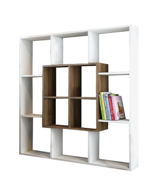 Βιβλιοθήκη ArteLibre NISIROS Λευκό/Καρυδιά Μοριοσανίδα/Μελαμίνη 136x22x136cm