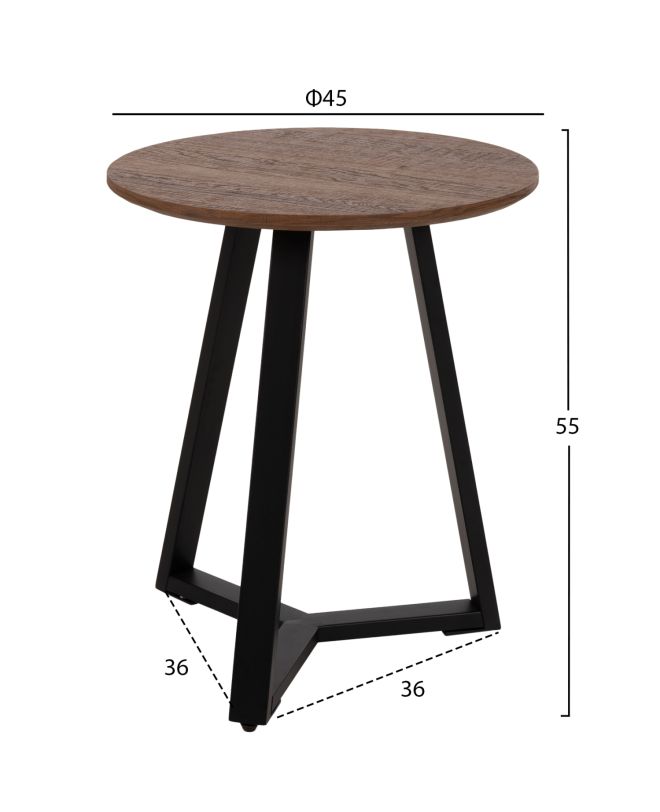 ΒΟΗΘΗΤΙΚΟ ΤΡΑΠΕΖΑΚΙ HM9587.04 MDF ΚΑΡΥΔΙ-ΜΑΥΡΗ ΜΕΤΑΛΛΙΚΗ ΒΑΣΗ Φ45x55Υεκ.