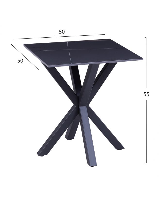 ΒΟΗΘΗΤΙΚΟ ΤΡΑΠΕΖΑΚΙ ΣΑΛΟΝΙΟΥ HM9471.04 BLACK MARBLE TOP-ΜΑΥΡΗ ΜΕΤΑΛ.ΒΑΣΗ 50x50x55Υεκ.