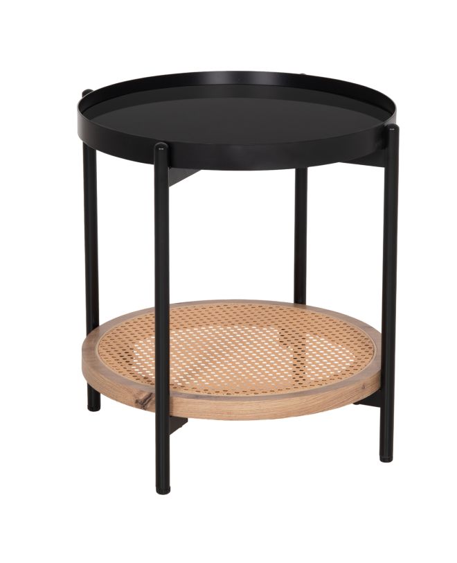 ΒΟΗΘΗΤΙΚΟ ΤΡΑΠΕΖΙ SEITZ HM18031 ΓΥΑΛΙ TOP-ΜΕΤΑΛΛΟ-RATTAN ΣΕ ΦΥΣΙΚΟ Φ50x56Υεκ.