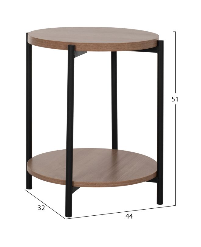 ΒΟΗΘΗΤΙΚΟ ΤΡΑΠΕΖΙ ΣΑΛΟΝΙΟΥ ΜΕΛΑΜΙΝΗΣ HM8754.11 NED ΣΤΡΟΓΓΥΛΟ 2 ΕΠΙΠΕΔΩΝ ΜΕΤΑΛΛΙΚΑ ΠΟΔΙΑ Φ40x52Υεκ.