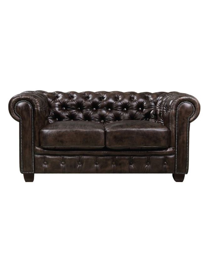 CHESTERFIELD Birmingham Καναπές 2Θέσιος Σαλονιού Καθιστικού,Δέρμα Απόχρωση Καφέ