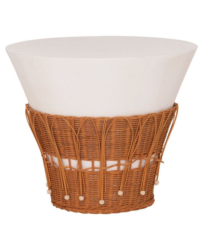 ΤΡΑΠΕΖΙ ΣΑΛΟΝΙΟΥ PERRAL HM18164.02L FIBER CEMENT ΛΕΥΚΟ-ΦΥΣΙΚΟ RATTAN--Φ55x45Υεκ