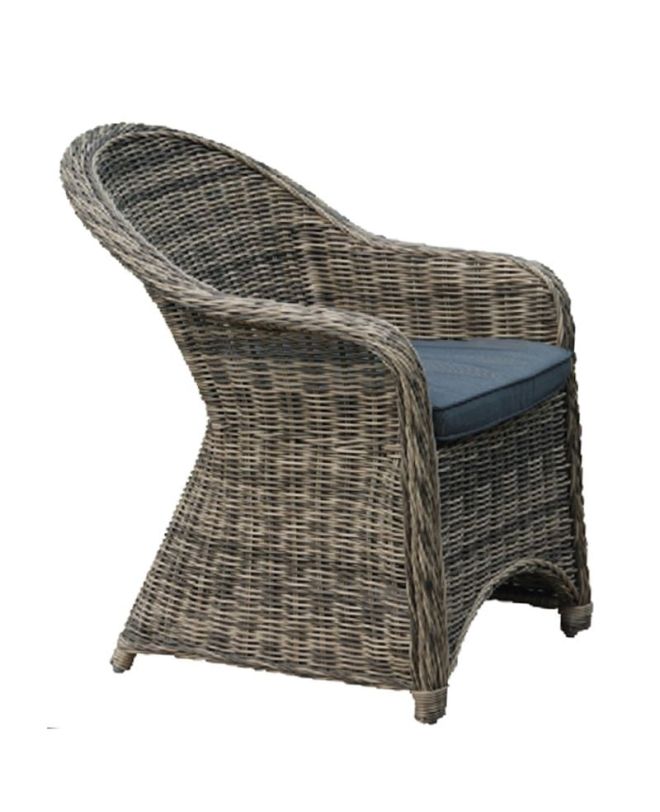 MONTANA Πολυθρόνα Τραπεζαρίας Κήπου ALU, Wicker Φ5mm Grey Brown,Μαξιλάρι Ανθρακί
