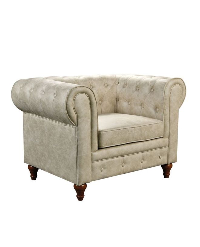 CHESTERFIELD York Πολυθρόνα Σαλονιού - Καθιστικού, Ύφασμα Απόχρωση Μπεζ