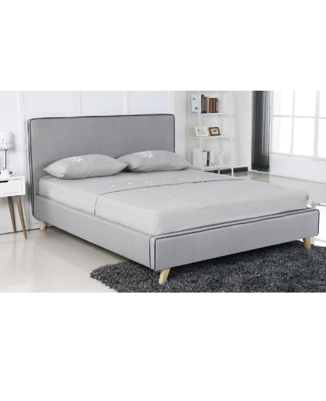 MORISSON Κρεβάτι Διπλό, για Στρώμα 140x190cm, Ύφασμα Ανοιχτό Γκρι