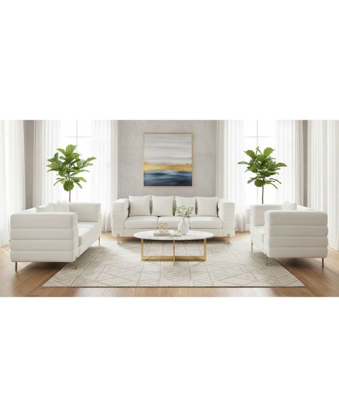 MORRIS Set Σαλόνι - Καθιστικό 3θέσιος + 2θέσιος + Πολυθρόνα Ύφασμα Teddy Άσπρο