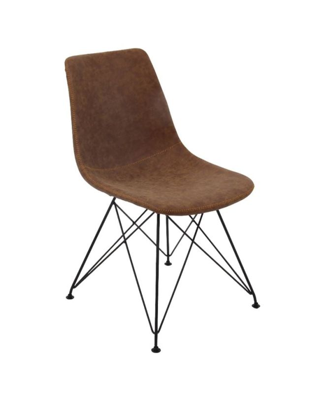 PANTON Καρέκλα Μέταλλο Βαφή Μαύρο, PU Vintage Brown