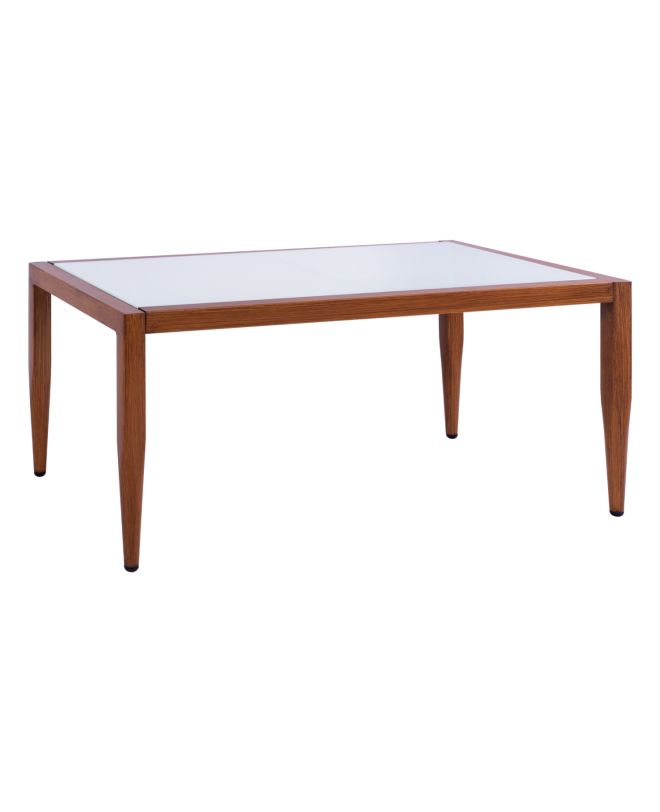 ΤΡΑΠΕΖΙ MEIR ΣΑΛΟΝΙΟΥ ΑΛΟΥΜΙΝΙΟΥ BAMBOO LOOK ΜΕ ΓΥΑΛΙ 100Χ58Χ46 HM5551.01