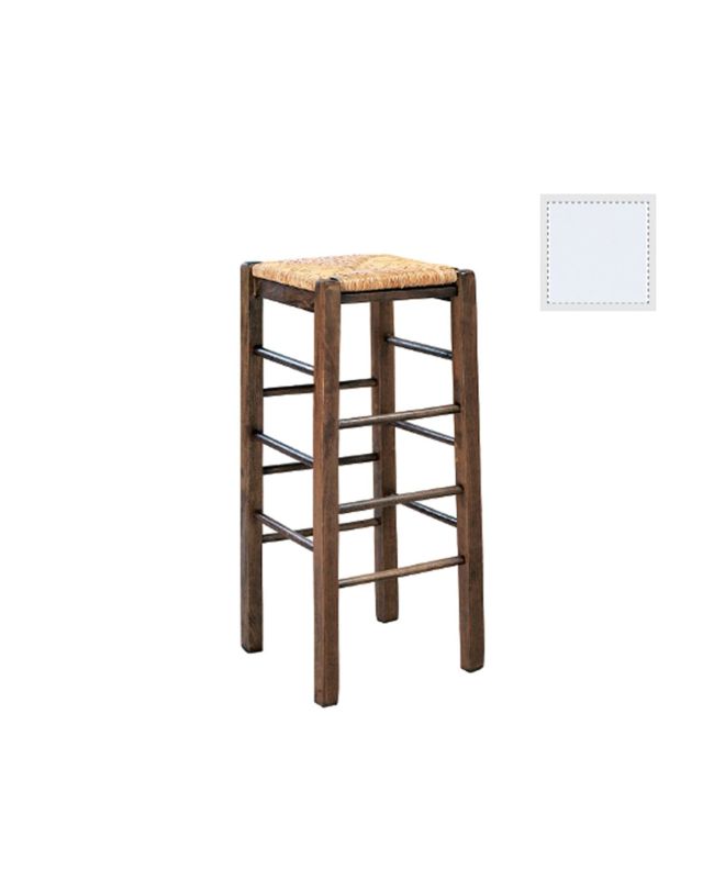 ΤΑΒΕΡΝΑΣ Σκαμπό BAR, Οξιά Βαφή Εμποτισμός Λάκα Άσπρο, Κάθισμα Ψάθα