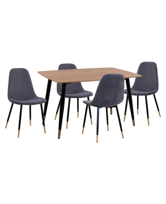 ΣΕΤ ΤΡΑΠΕΖΑΡΙΑΣ 5ΤΜΧ ALIZA HM11196.01 MDF TOP-ΒΕΛΟΥΔΟ ΓΚΡΙ & ΜΕΤΑΛΛΟ ΜΑΥΡΟ