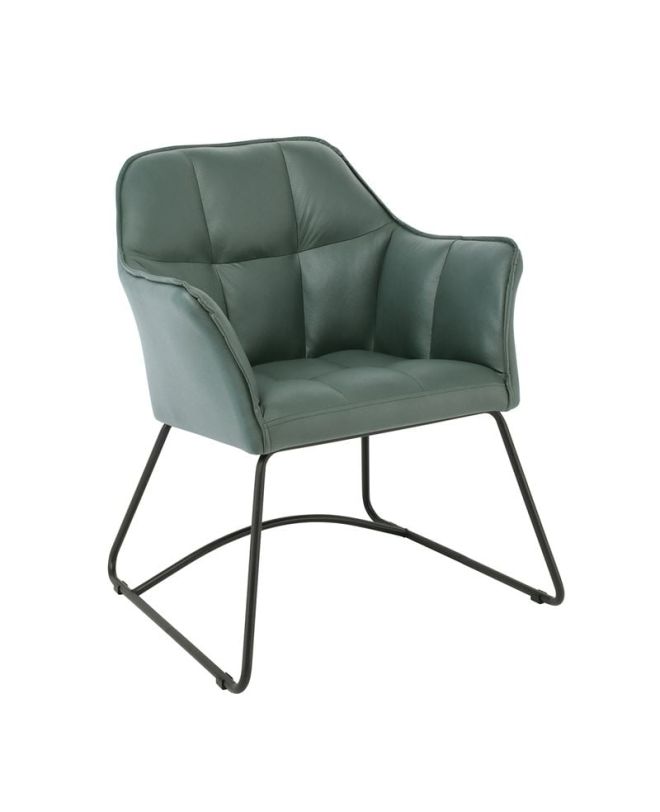 POLLY Πολυθρόνα Μέταλλο Βαφή Μαύρο, Ύφασμα Suede Olive Green