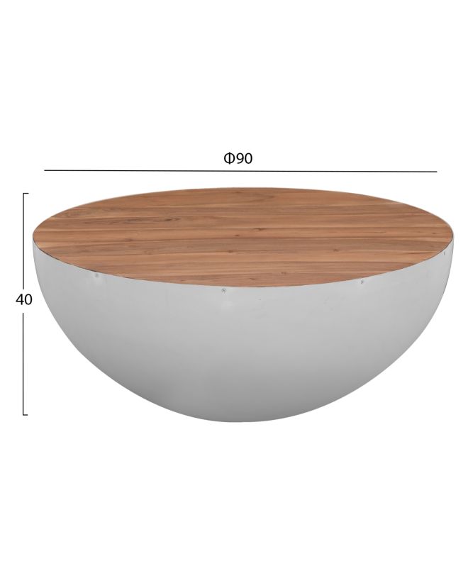 ΔΙΑΚΟΣΜΗΤΙΚΟ ΤΡΑΠΕΖΙ ΣΑΛΟΝΙΟΥ BOWL Φ90X40Yεκ. ΛΕΥΚΟ ΜΕ ΞΥΛΟ ΑΚΑΚΙΑΣ HM8717.03
