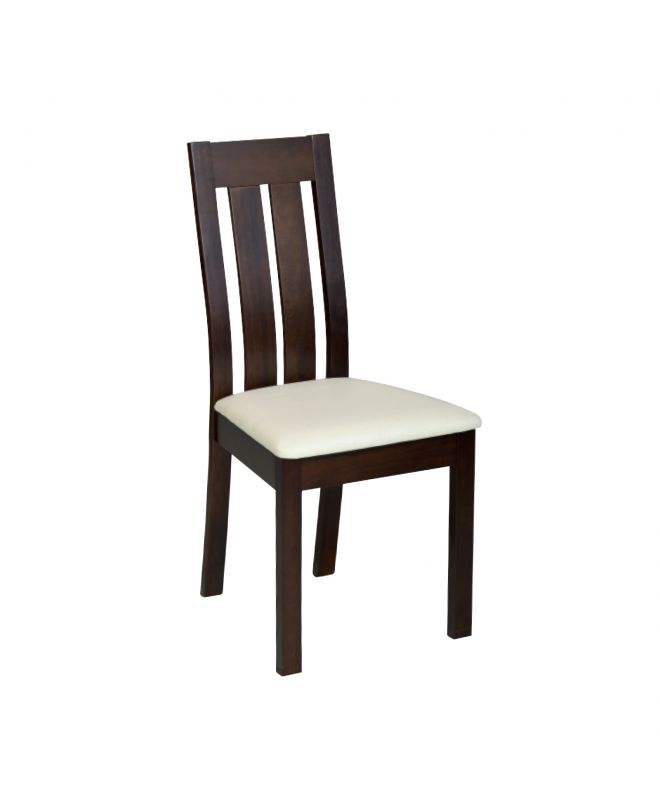 REGO Καρέκλα Οξιά Σκούρο Καρυδί, PVC Εκρού  45x52x97cm