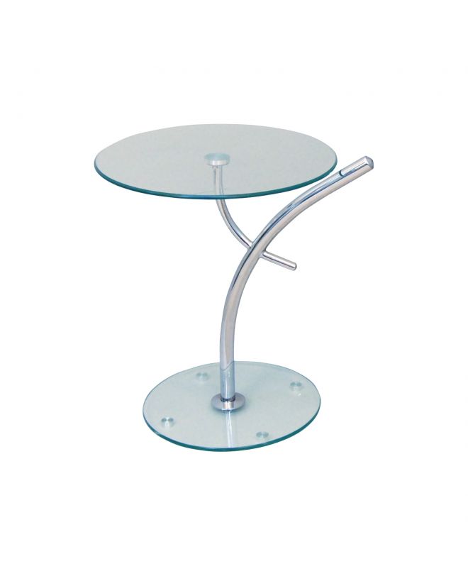 RAVEL Τραπεζάκι Βοηθητικό Χρώμιο - Γυαλί  Φ50cm H.58cm