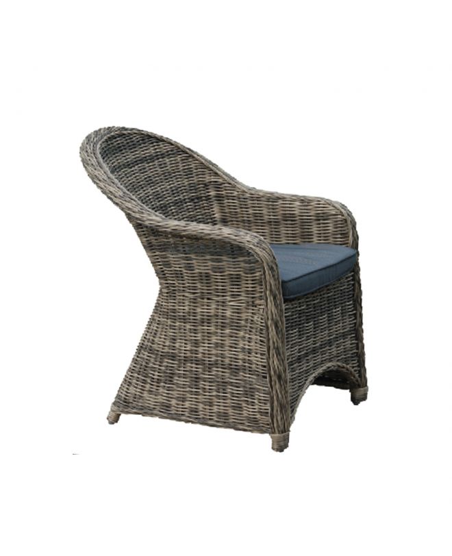 MONTANA Πολυθρόνα Τραπεζαρίας Κήπου ALU, Wicker Φ5mm Grey Brown,Μαξιλάρι Ανθρακί  60x72x85cm