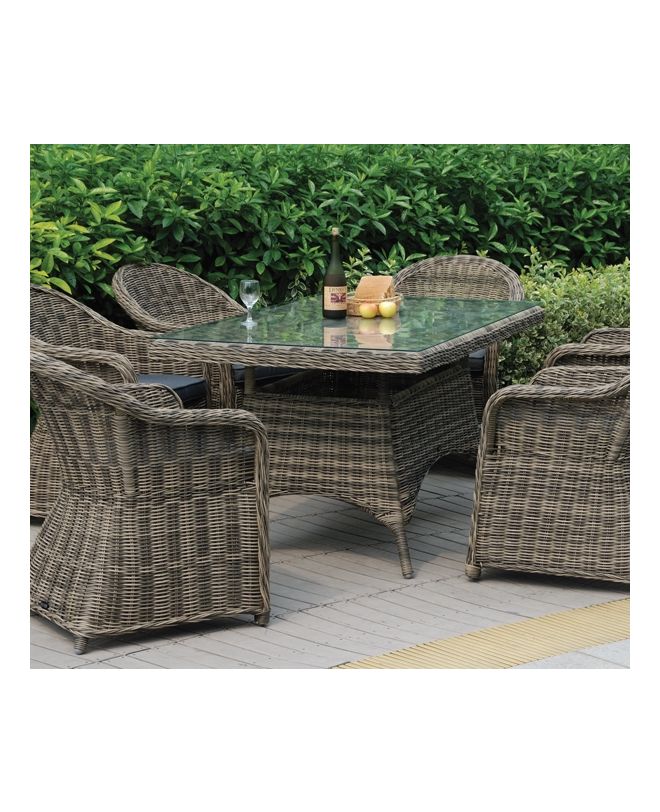 MONTANA Πολυθρόνα Τραπεζαρίας Κήπου ALU, Wicker Φ5mm Grey Brown,Μαξιλάρι Ανθρακί  60x72x85cm