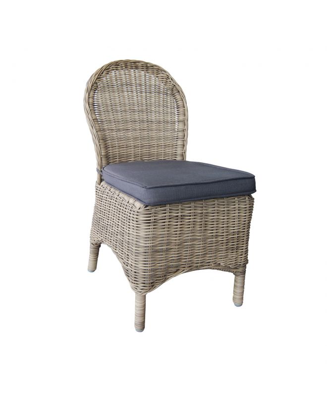 MONTANA Καρέκλα Τραπεζαρίας Κήπου ALU, Φ5mm Round Wicker Grey Brown, Μαξιλάρι Ανθρακί  48x65x91cm