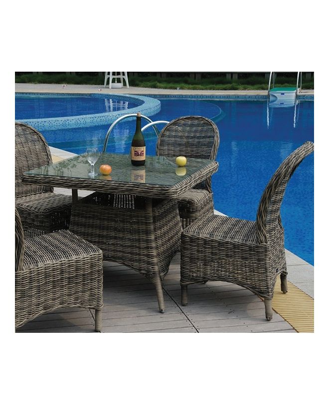 MONTANA Καρέκλα Τραπεζαρίας Κήπου ALU, Φ5mm Round Wicker Grey Brown, Μαξιλάρι Ανθρακί  48x65x91cm