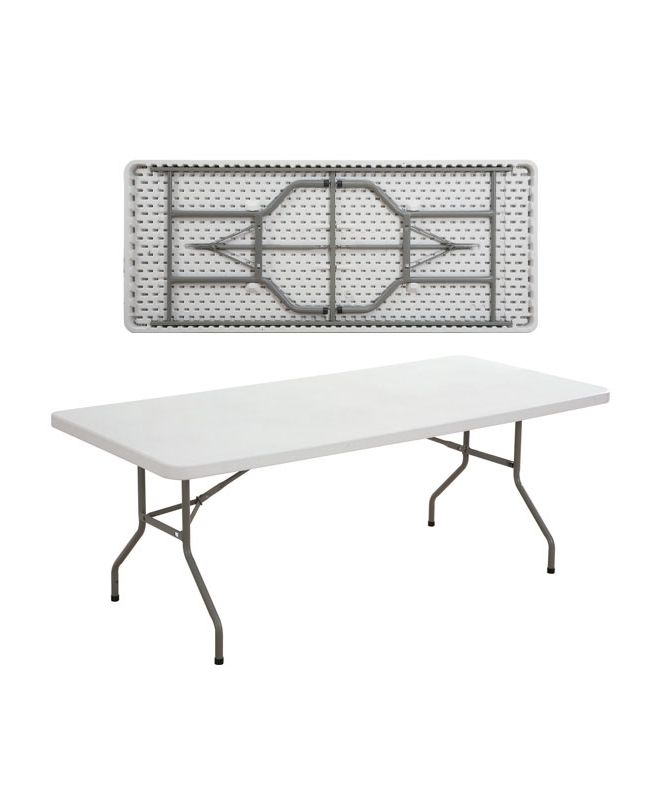 BLOW Τραπέζι Συνεδρίου - Catering Πτυσσόμενο, Μέταλλο Βαφή Γκρι, HDPE Άσπρο  183x76x74cm