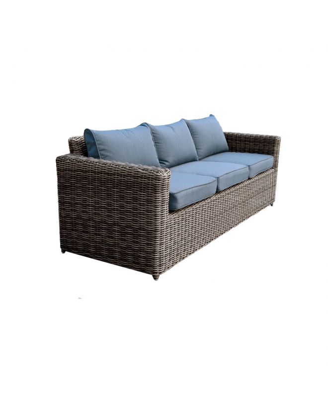 ARIZONA 3Θέσιος Καναπές Κήπου ALU, 4mm Half-Round Wicker Grey Brown, Μαξιλάρια Ανθρακί  195x77x73cm