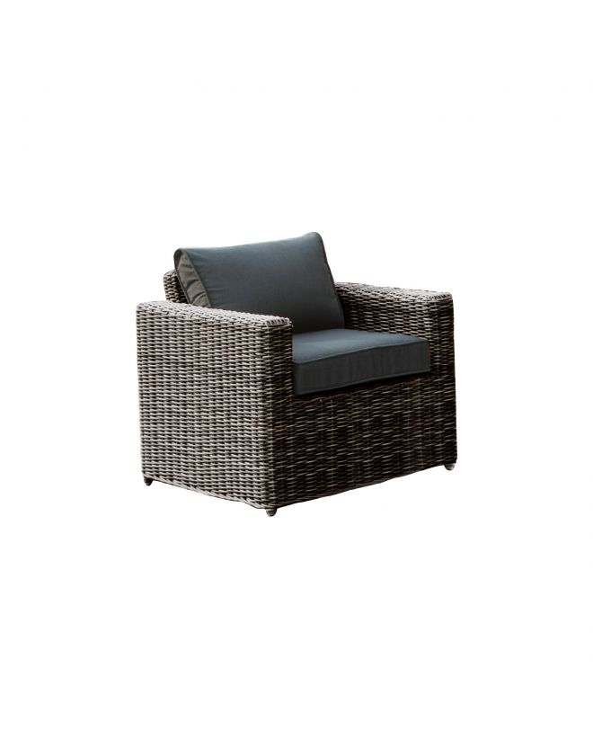 ARIZONA Πολυθρόνα Καθιστικού Κήπου ALU, Wicker Grey Brown, Μαξιλάρια Ανθρακί  77x77x73cm