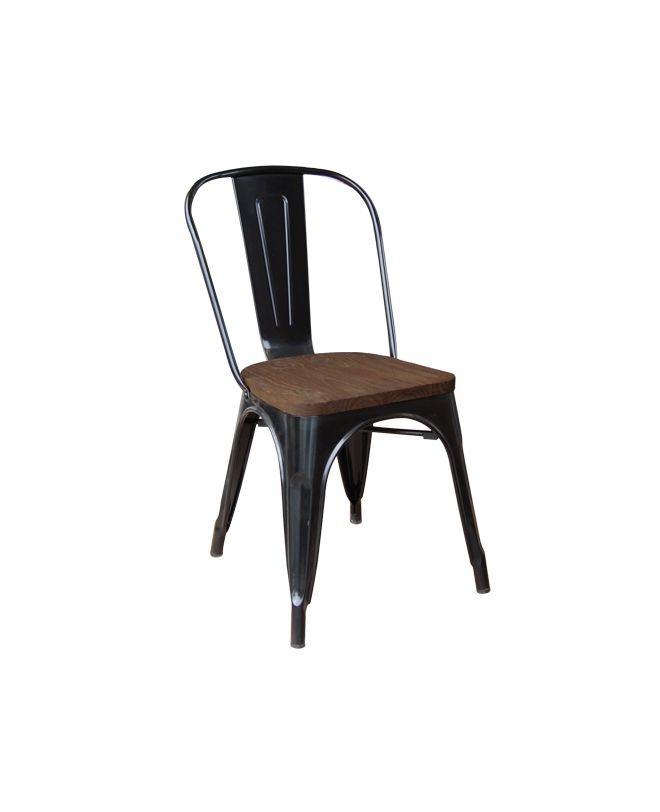 RELIX Wood Καρέκλα-Pro, Μέταλλο Βαφή Μαύρο, Απόχρωση Ξύλου Dark Oak  45x51x85cm