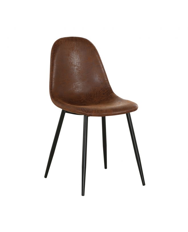 CELINA Καρέκλα Μέταλλο Βαφή Μαύρο, Ύφασμα Suede Καφέ Antique  45x54x85cm