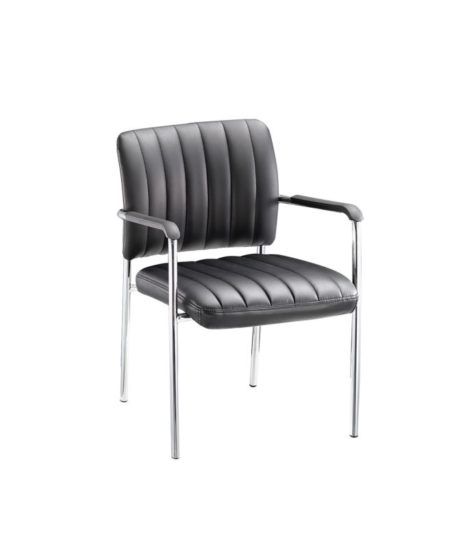 DENIM Πολυθρόνα Γραφείου Επισκέπτη Χρώμιο, Pu Μαύρο  57x60x83cm