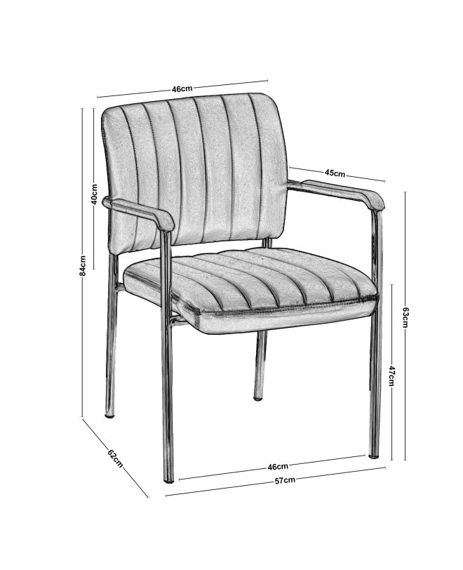 DENIM Πολυθρόνα Γραφείου Επισκέπτη Χρώμιο, Pu Μαύρο  57x60x83cm