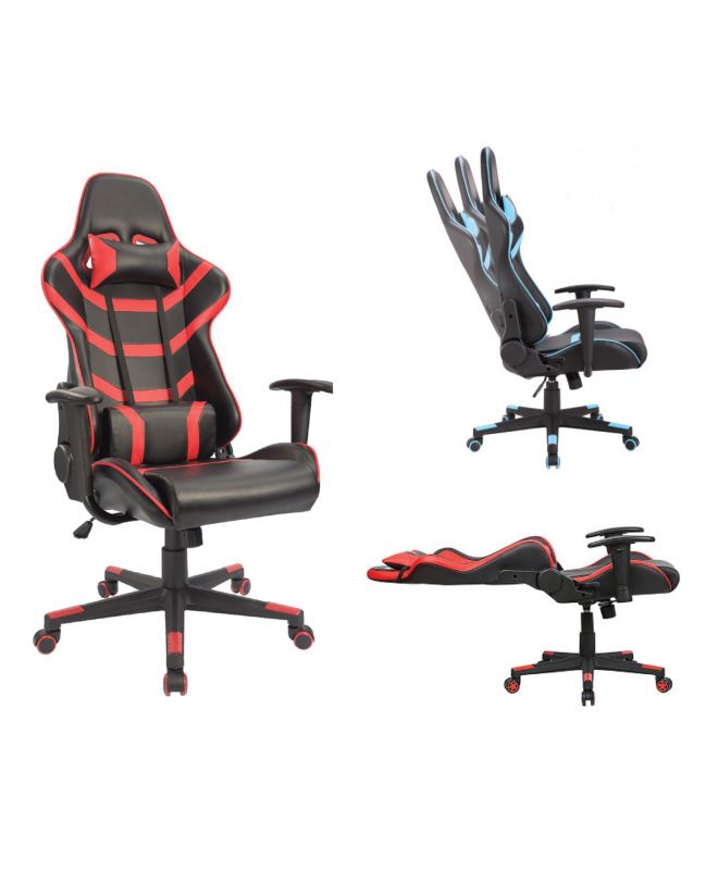 BF9050 Gaming Πολυθρόνα Γραφείου, Ανάκλιση Πλάτης έως 90°, Pu Μαύρο - Κόκκινο  67x69x124/134cm