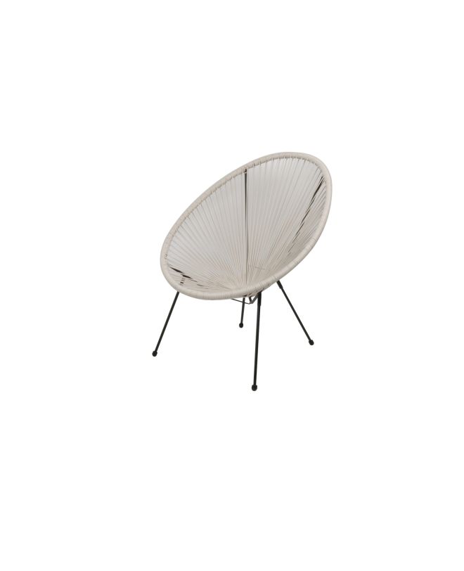 ACAPULCO Πολυθρόνα Μέταλλο Βαφή Μαύρο, Rattan Άσπρο  73x76x89cm