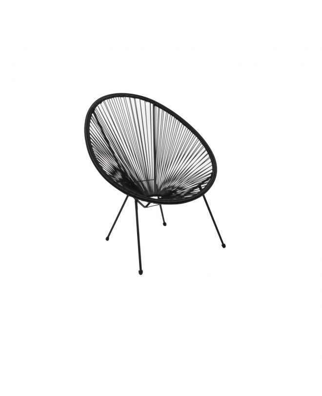 ACAPULCO Πολυθρόνα Μέταλλο Βαφή Μαύρο, Rattan Μαύρο  73x76x89cm