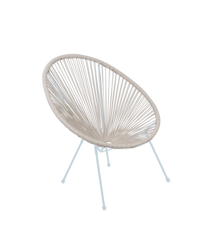 ACAPULCO Πολυθρόνα Μέταλλο Βαφή Άσπρο, Rattan Άσπρο  73x76x89cm