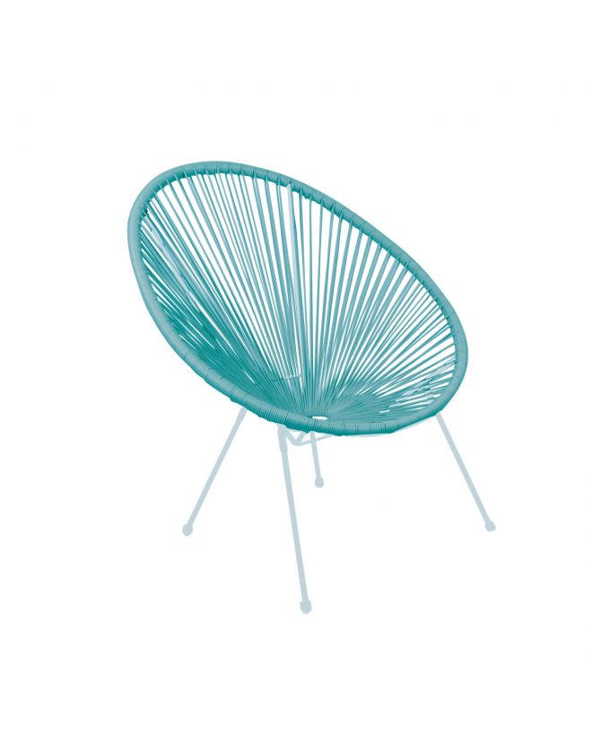 ACAPULCO Πολυθρόνα Μέταλλο Βαφή Άσπρο, Rattan Μπλε  73x76x89cm