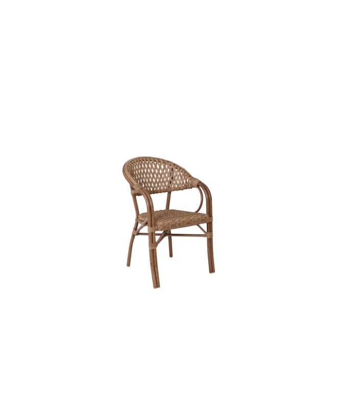 VEGERA Rattan Πολυθρόνα Dining Αλουμίνιο Φυσικό, Wicker Φυσικό, Στοιβαζόμενη  57x59x84cm