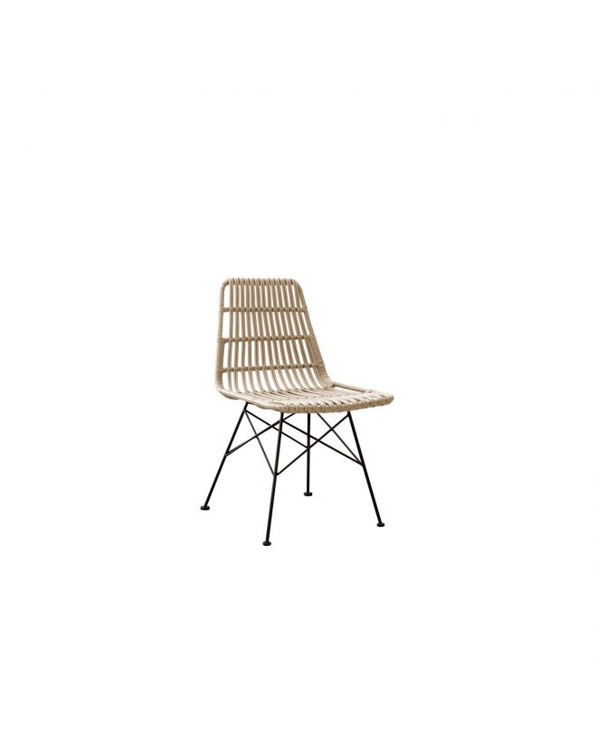 SALSA Καρέκλα Κήπου Βεράντας Μέταλλο Βαφή Μαύρο, Wicker Φυσικό  48x59x80cm
